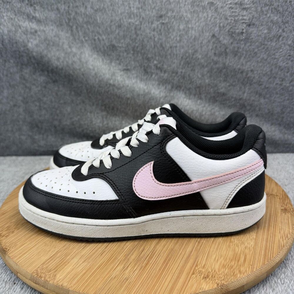 Nike Shoes Womens Size 7 Black White Pink Leather Low Top Sneakers DH3158-008 - Picture 4 of 10
